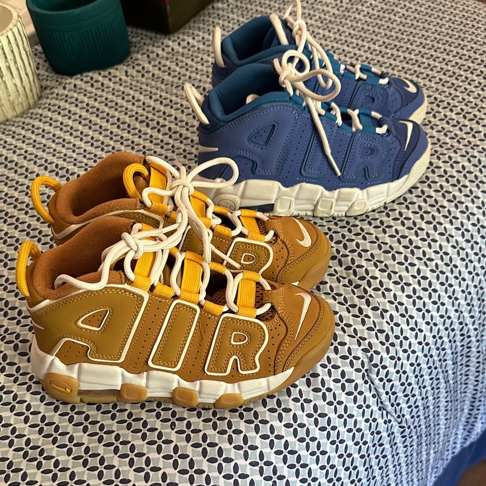Nike Kids' AIR Sneakers in Brown & Blue with Yellow Accents